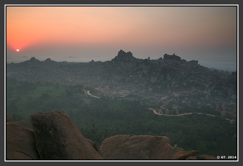 A wide angel perspective of sun-rise and the hillocks