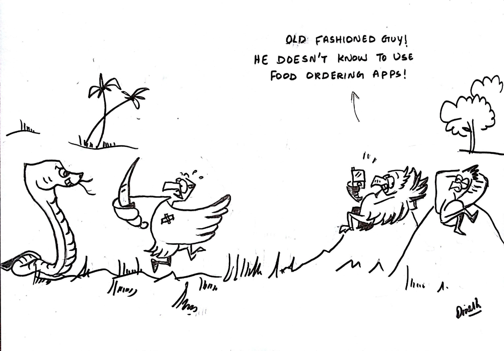 Food app, Recitals Chapter Laughing Dove, Wildlife Cartoons by Dinesh Balakrishnan