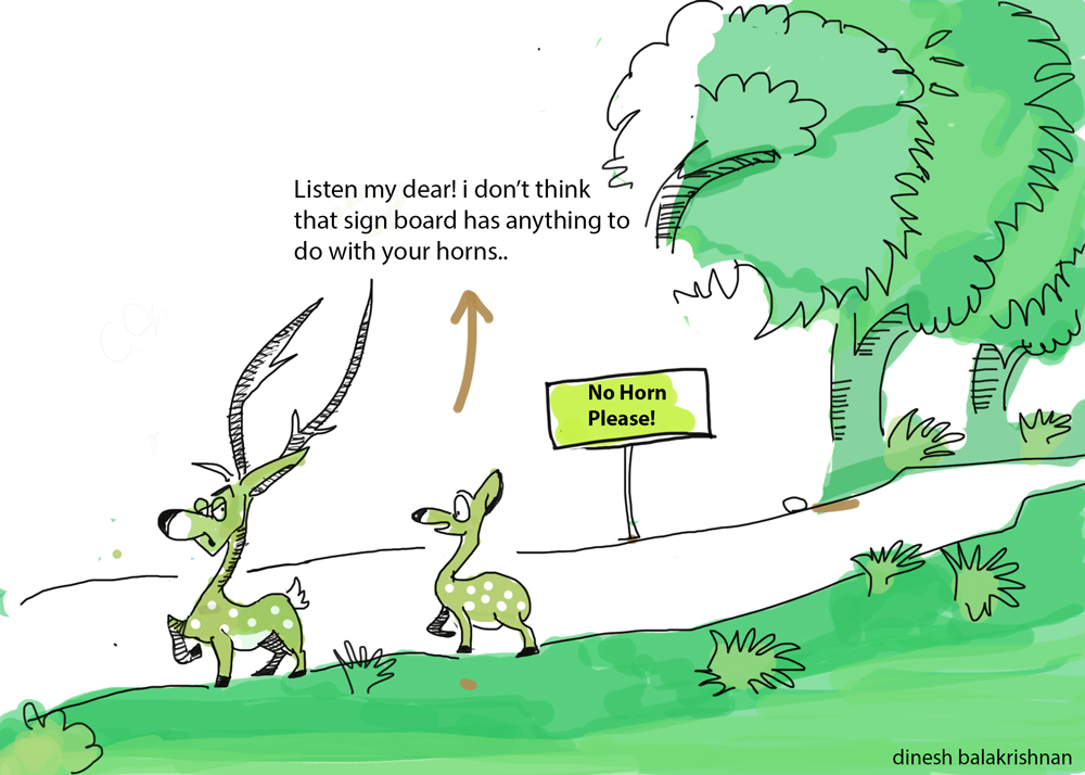 No Horn Please, Wilderhood Recitals Chapter Laughing Dove, Wildlife Cartoons by Dinesh Balakrishnan