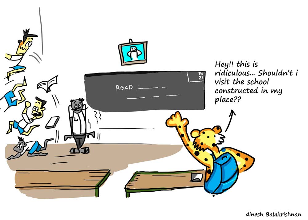 Leopards visiting Schools, Wilderhood Recitals Chapter Laughing Dove, Wildlife Cartoons by Dinesh Balakrishnan